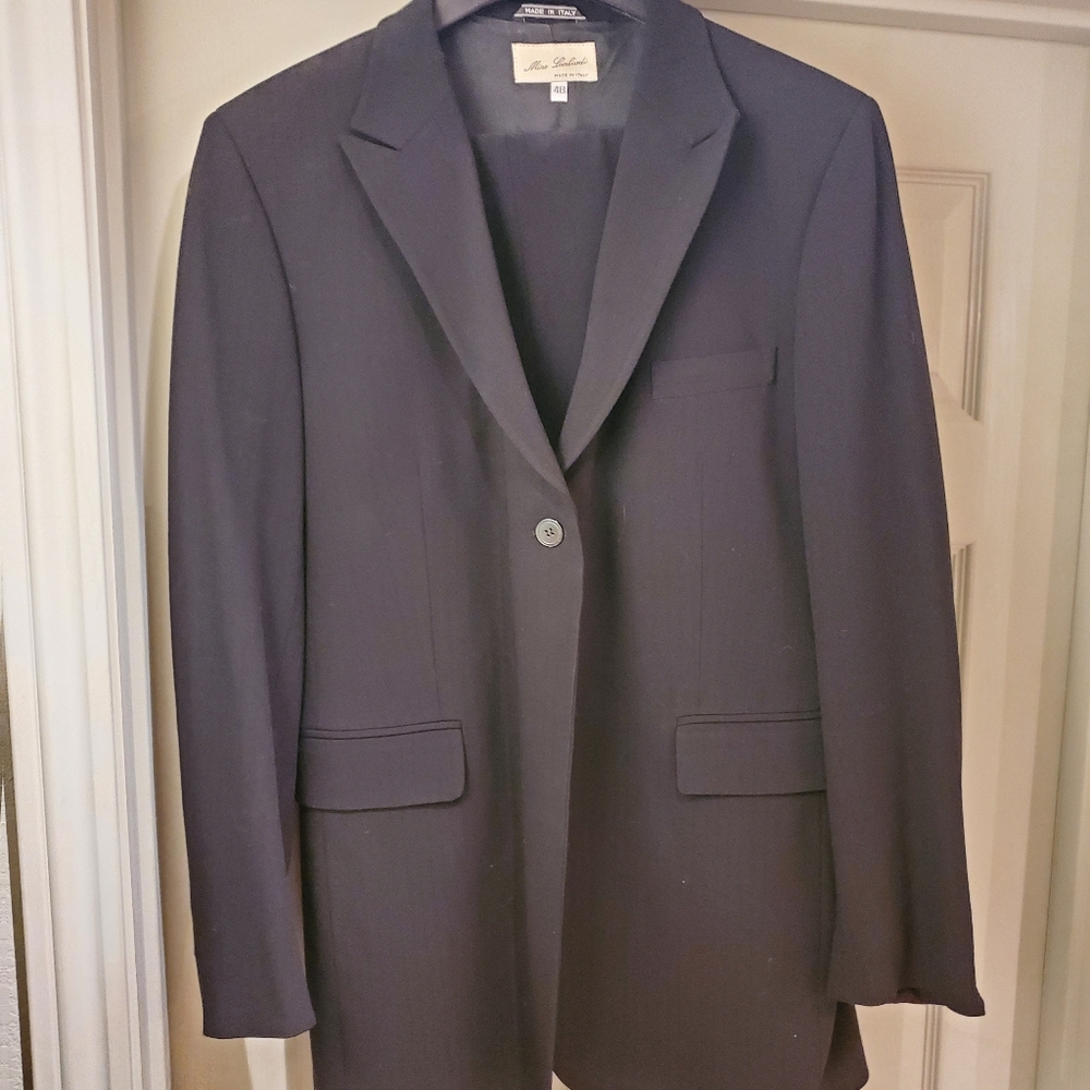 Mino Lombardi Black Pinstripe Pant Suit size 12/48